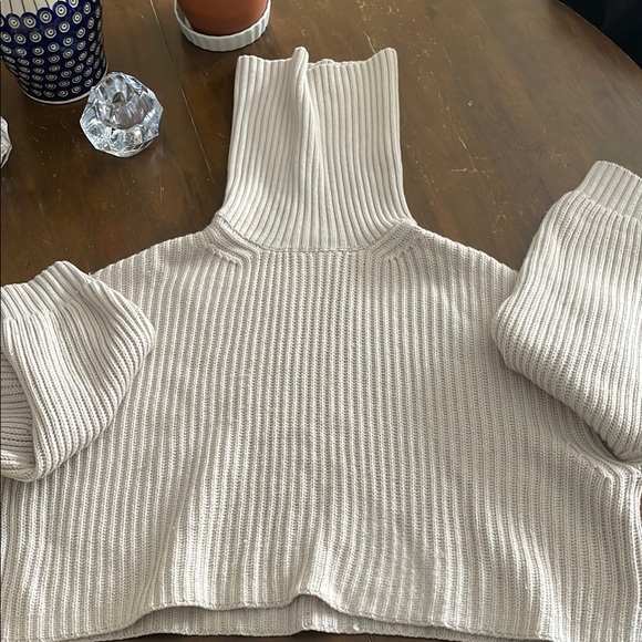 Cream Ribbed Turtleneck Sweater - Picture 1 of 2